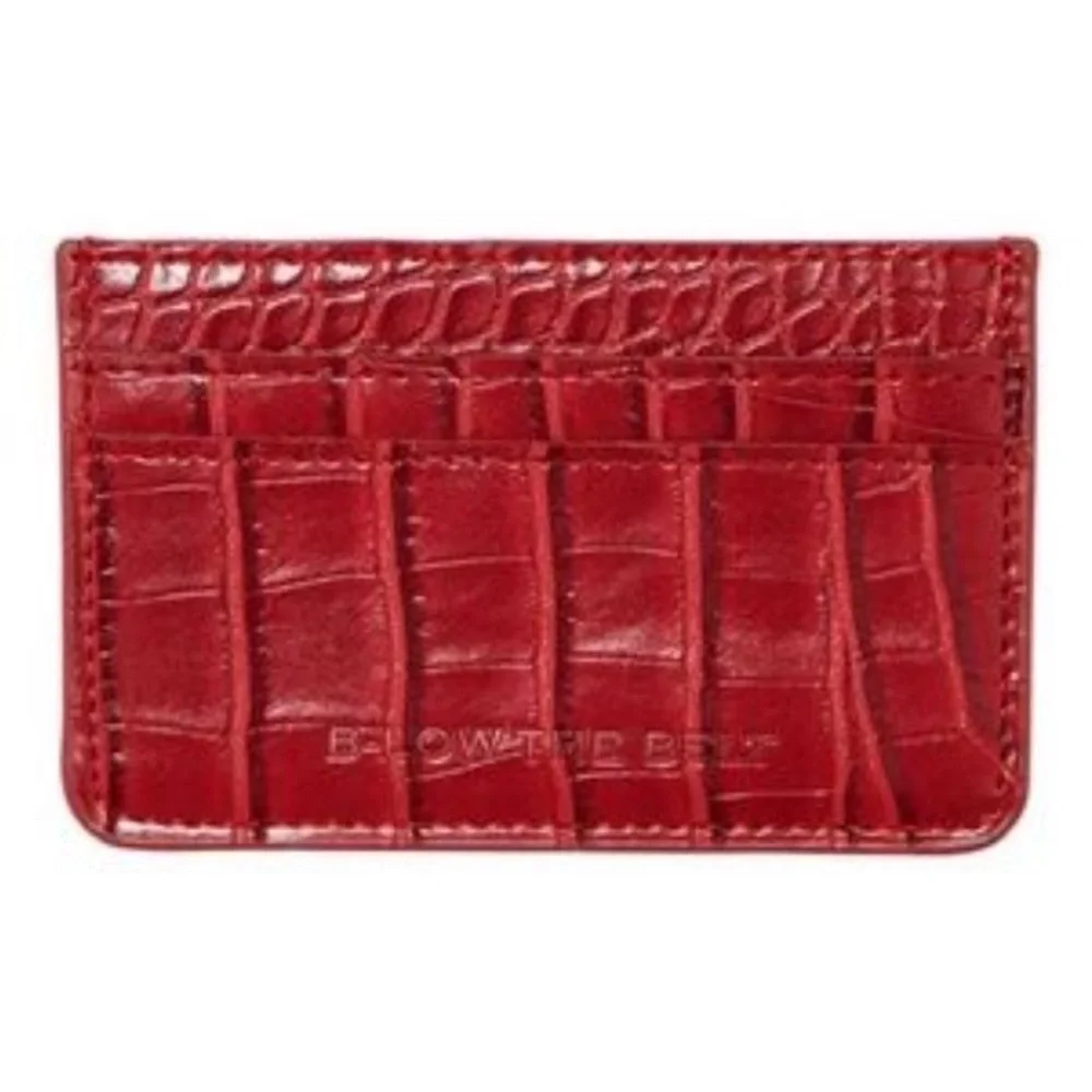 B-Low the Belt ID Card Case with Zipper Pocket Red Croc Embossed